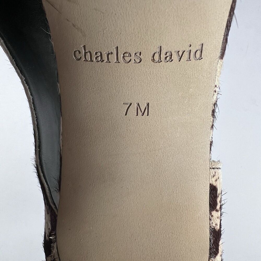 Charles David Leopard Calf Hair D'Orsay Peep Toe Stiletto Pumps Women's Size 7 - Picture 8 of 9